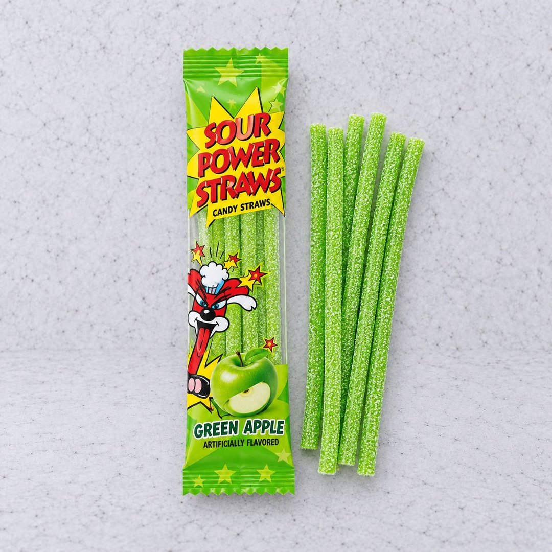 Sour Power Straws Green Apple