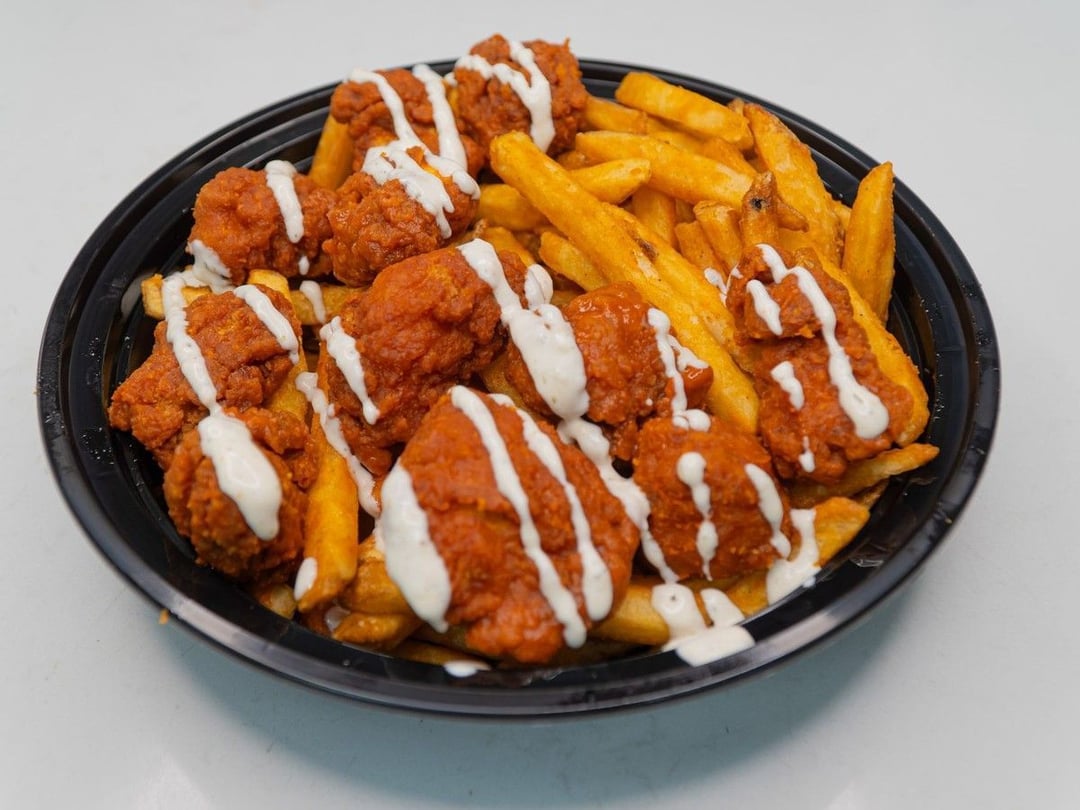 Buffalo Ranch Boneless Chicken over Fries